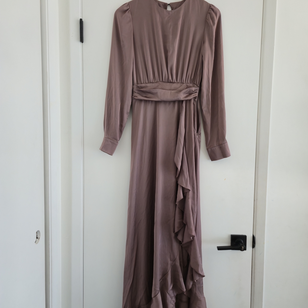 Elegant Mauve Long Sleeve Dress